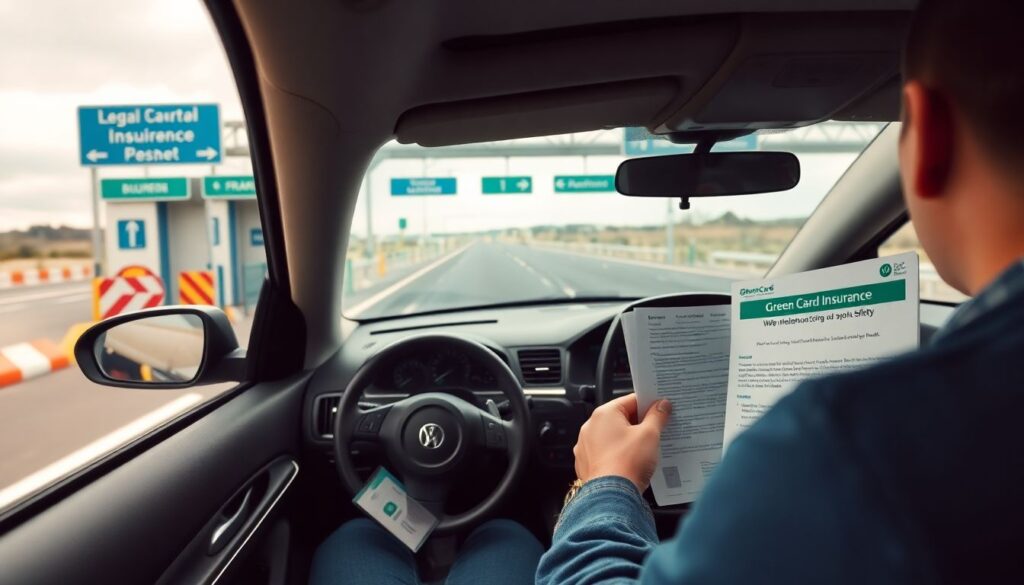 Зеленая карта (Green Card): международное ОСАГО для путешествий на автомобиле. - иллюстрация