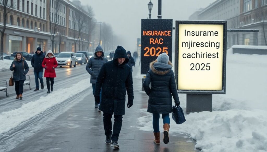 Страхование от травм, полученных в гололед. - иллюстрация