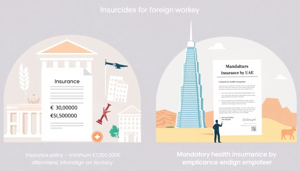 Страхование для выезда на работу за границу. - иллюстрация