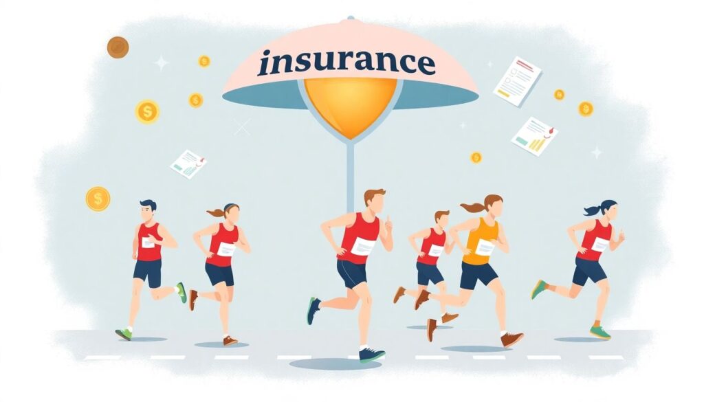 Страхование для участия в марафоне. - иллюстрация