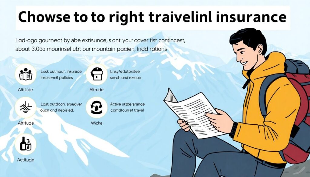 Страхование для походов и треккинга в горах. - иллюстрация