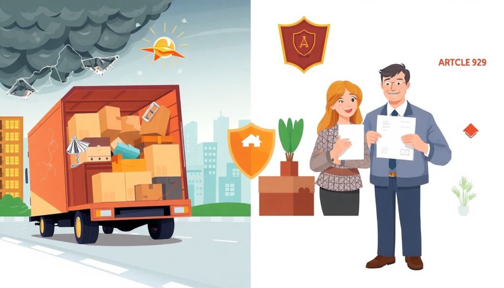 Страхование от повреждения имущества во время переезда. - иллюстрация