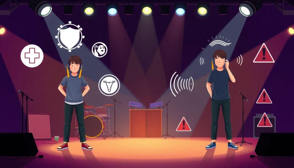 Страхование от утери слуха для музыкантов. - иллюстрация