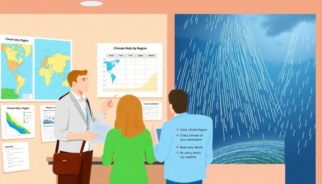 Страхование от плохой погоды защитит отдых от неожиданных климатических сюрпризов Страхование от плохой погоды во время отпуска. - иллюстрация