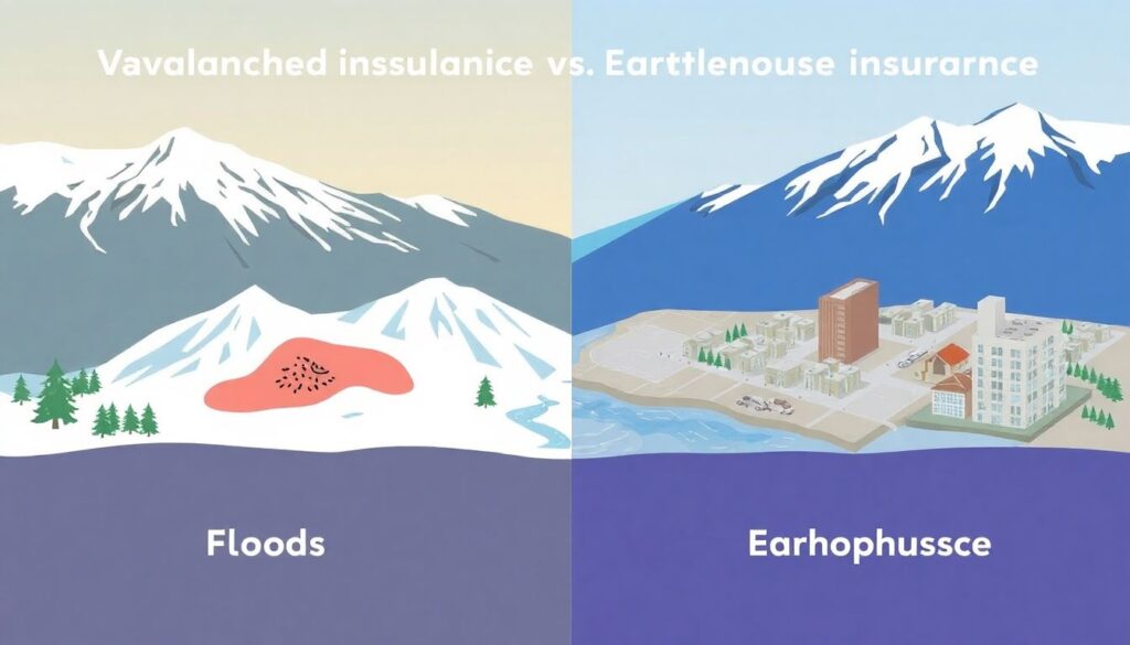 Страхование от лавинных рисков — защита от последствий схода лавины Страхование от последствий схода лавины. - иллюстрация