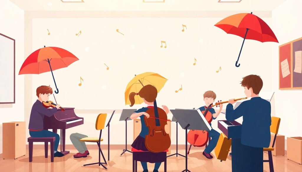 Страхование детей для музыкальной школы при занятиях и пользовании инструментами Страхование детей для занятий в музыкальной школе (травмы, инструменты). - иллюстрация