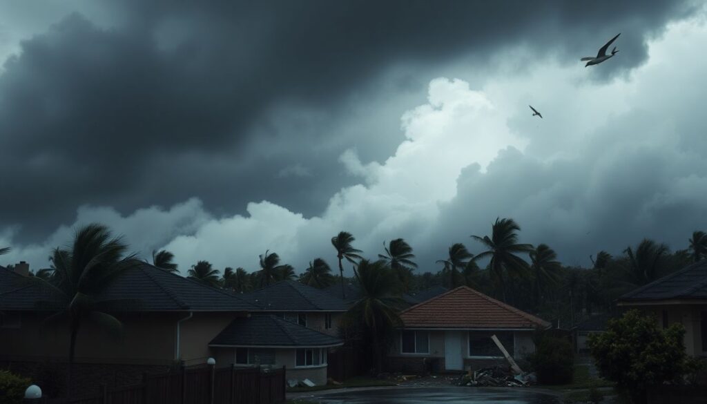 Страхование от ураганного ветра — защита имущества от последствий стихии Страхование от ураганного ветра и его последствий. - иллюстрация