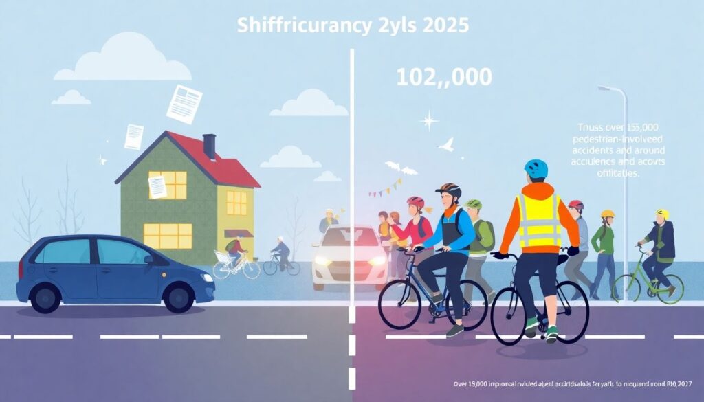 Страхование от последствий ДТП для пешеходов и велосипедистов. - иллюстрация