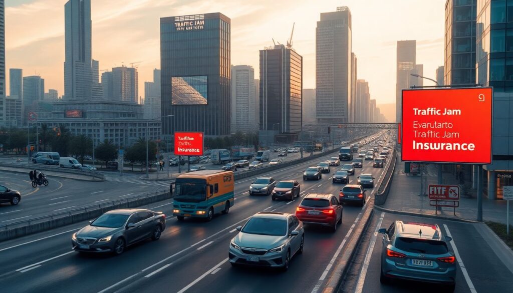 Страхование от пробок на дорогах. - иллюстрация